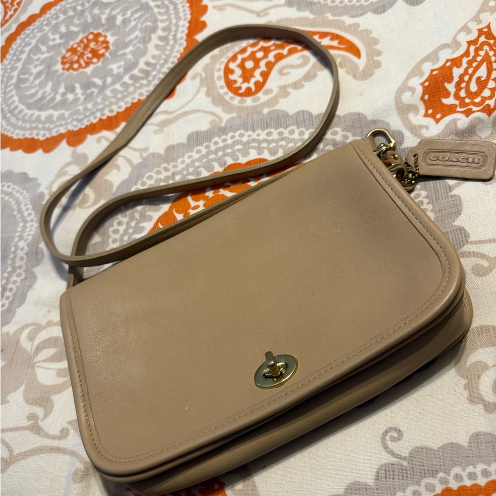 Coach Beige Leather Crossbody Bag